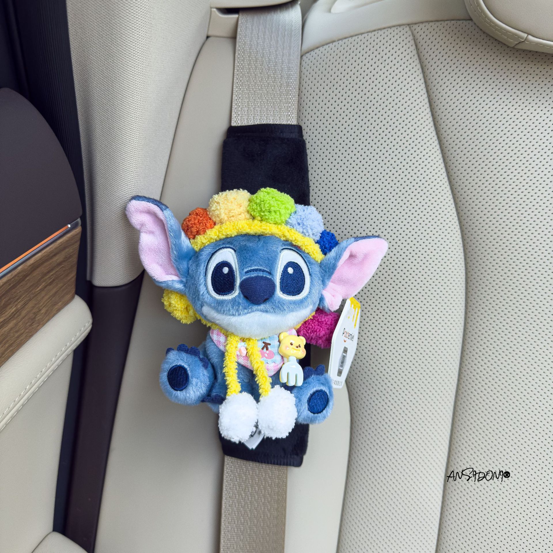 Authentic Lilo and Stitch Doll Car Seat Belt Shoulder Cover Decorative Car Accessories Anti-Stranglehold Car Accessories