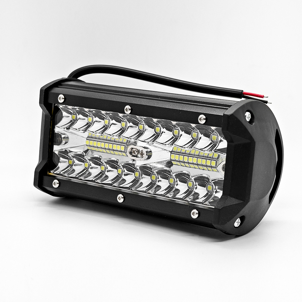 Cross-border car LED work light 120W high-brightness three-row 7inch strip light off-road vehicle roof light front bumper spotlight modification