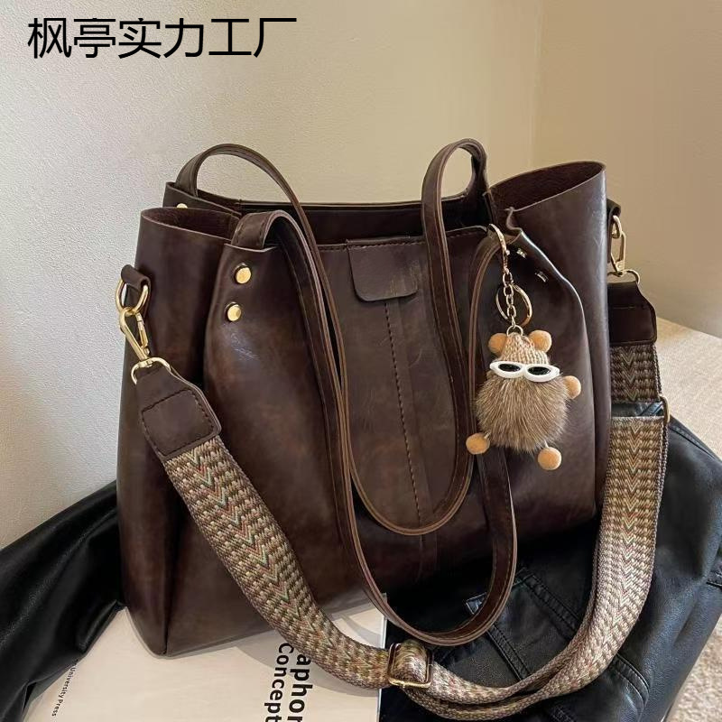 大容量托特包包女秋冬时尚复古单肩包宽带斜挎包大学生上课通勤包|undefined