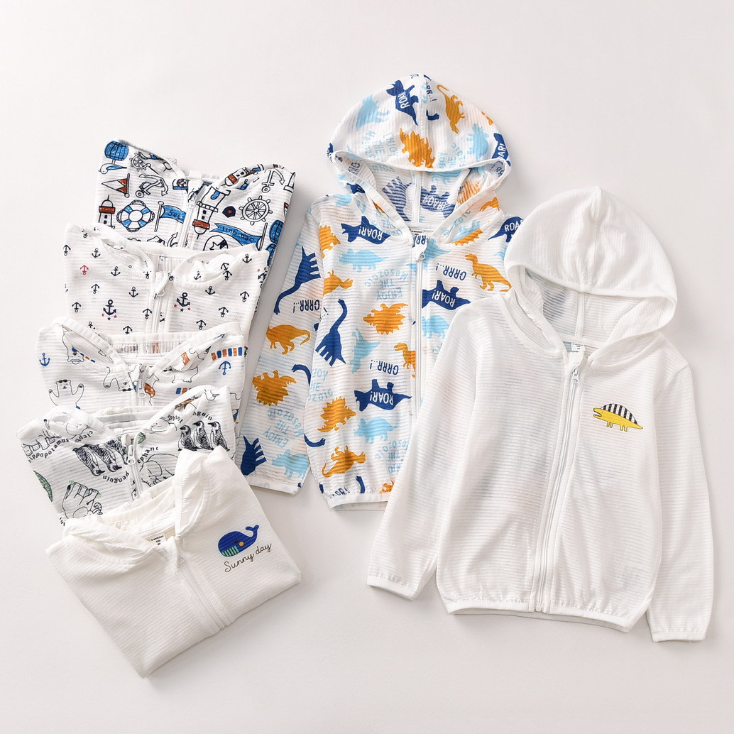 Distribution of children's sun protection clothing for boys and girls, zipper sweat-absorbent skin clothing exported to Japan wholesale new product bamboo cotton thin section