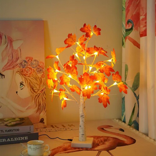 Halloween 24 lights Thanksgiving Christmas Easter day decoration USB birch tree maple leaf shape tree lights