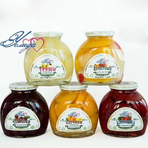 Original Russian Imported Snack Fruits Canned Tins, Multi-Flavor Dessert Canned Food 580g Wholesale