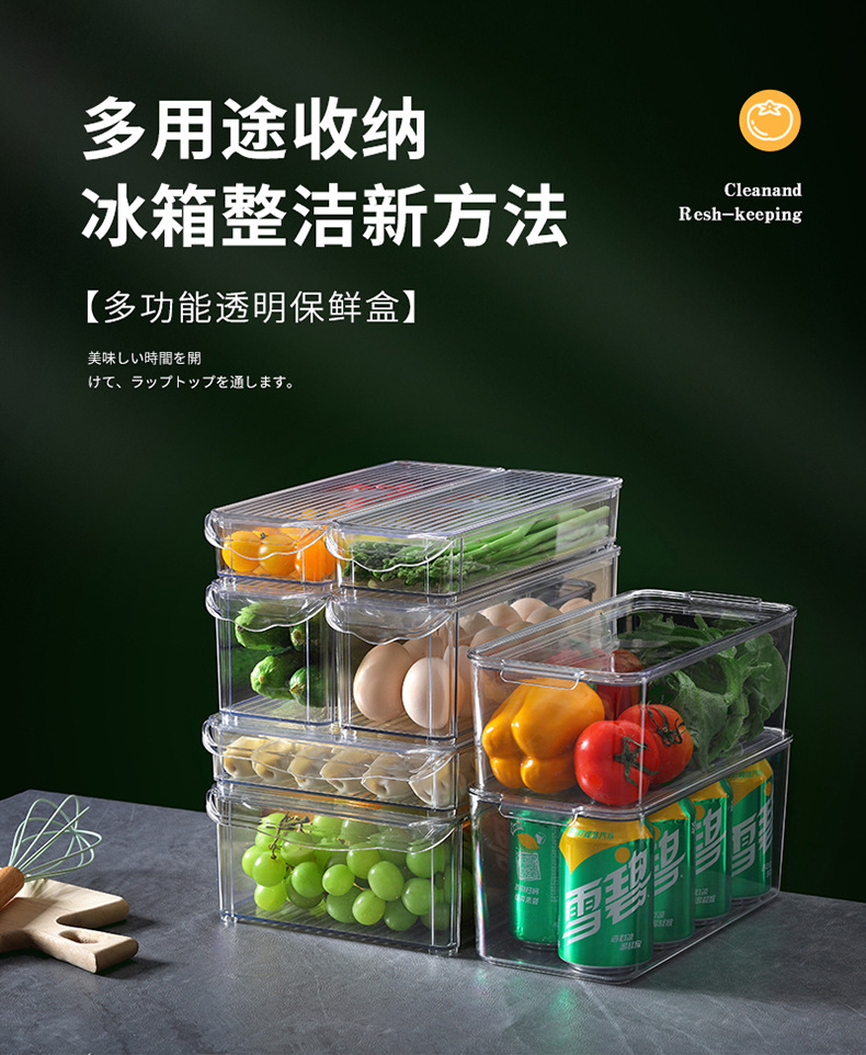 冰箱收纳盒 套装透明PET食品级整理储物盒外贸亚马逊跨境专供组合详情2