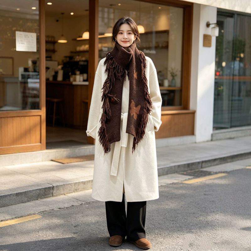 Skarlu 2026 Autumn/Winter New Double-Sided Wool Coat for Women, Mid-Length, Petite Size, Korean Style, Loose Woolen Coat Skarlu 2026 Autumn/Winter New Double-Sided Wool Coat for Women, Mid-Length, Petite Size, Korean Style, Loose Woolen Coat