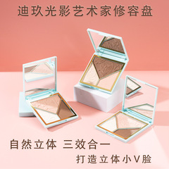 Diji Contour and Highlight Palette, 3-Color 3D Face Shaping, 9913 Glitter Matte High-Shine Palette