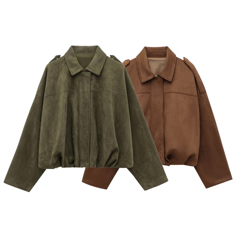 TAOP & ZA summer new women's commuter fashion Joker suede texture bomber jacket coat 4344155