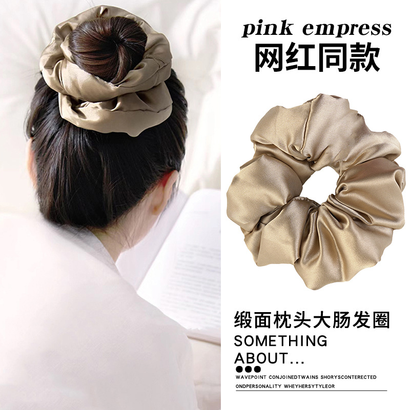 almohada de satén para dormir anillo de cabello de alto nivel coreano relleno de algodón cuerda de cabello bola de cabello