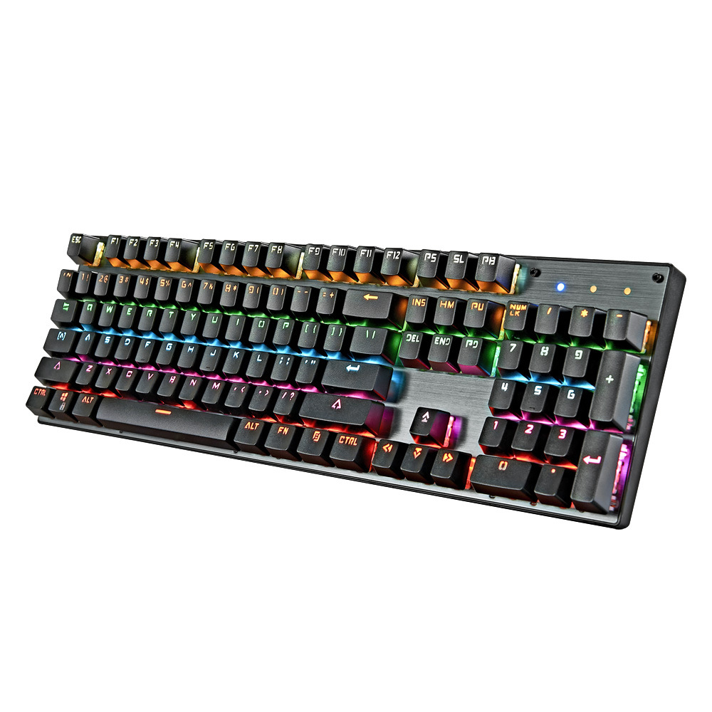 Steampunk mechanical keyboard, green axis esports game, wired computer, office desktop, cute round keys for girls_voghion.com