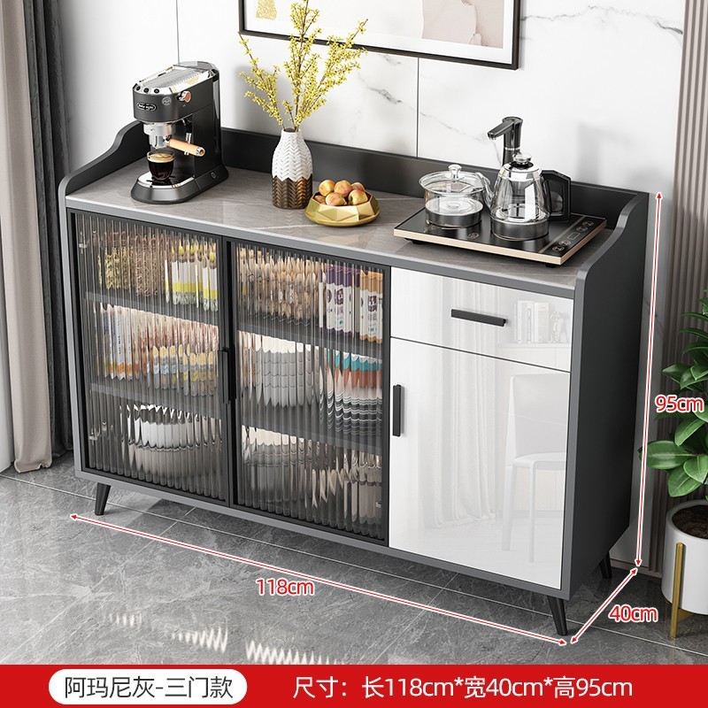 岩板餐边简约客厅小户型储物纳玻璃门实木餐厅玄关茶水|undefined