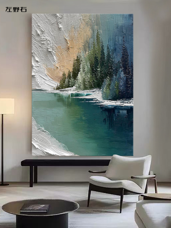 Oasis Texture Pure Hand-Painted Oil Painting Landscape Decorative Painting for Living Room Modern Nordic Entryway Wall Art with a High-End Feel for Sofa Wall