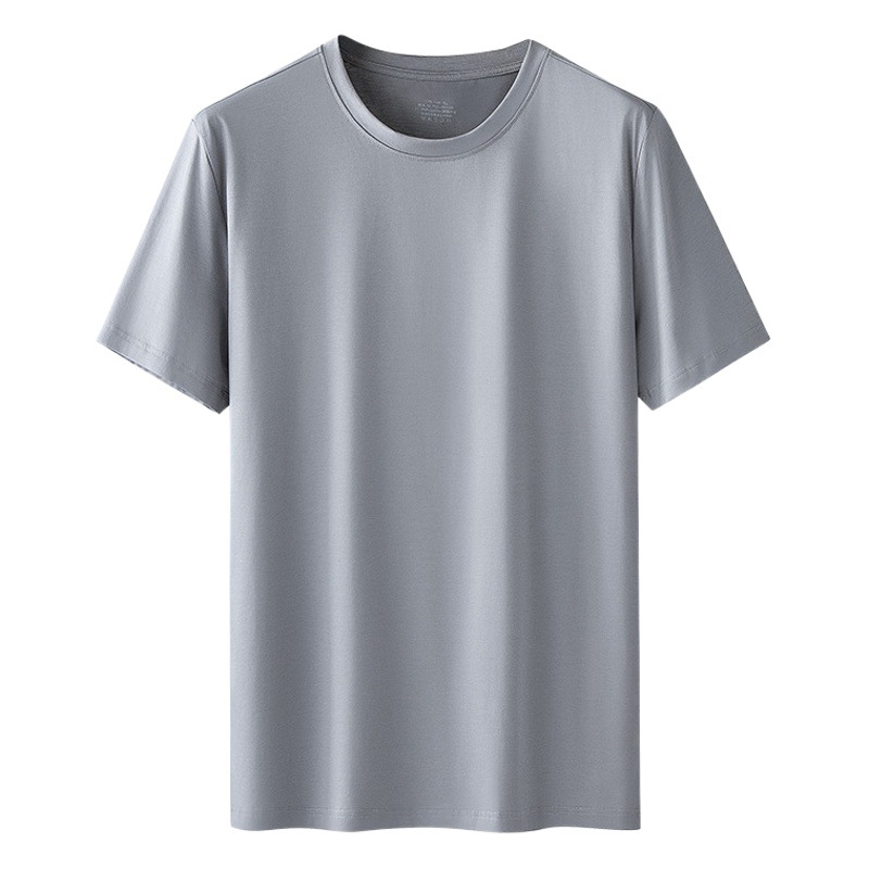 Algodón mercerizado real primavera y verano Camiseta de manga corta de los hombres frescos blanco antibacteriano casual todo partido cuello redondo camisa de fondo al por mayor