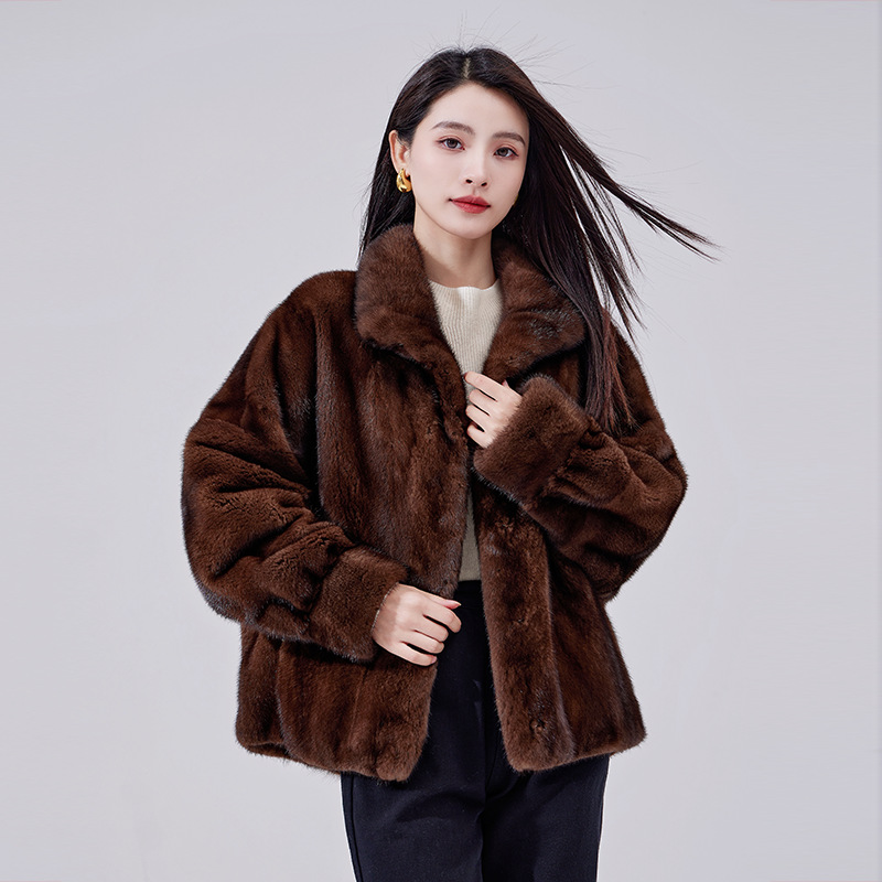 2025新款貂皮大衣真貂皮女短款短二立领貂皮外套女整貂海宁水貂毛