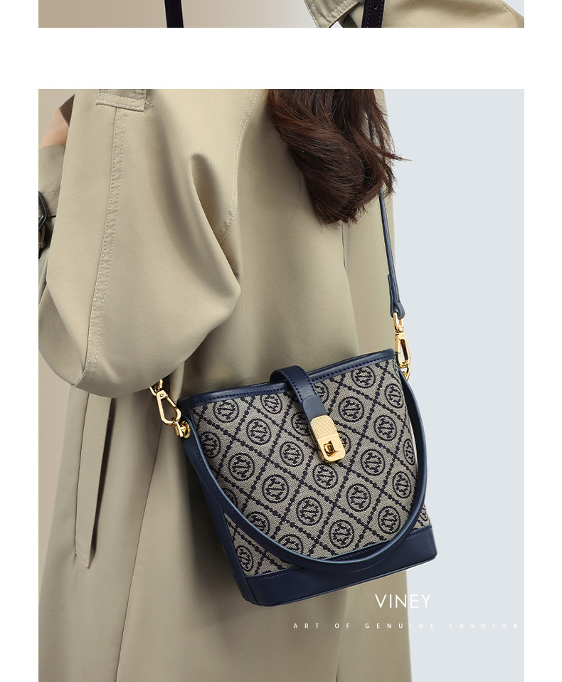 Túi tote nữ cỡ lớn họa tiết monogram, đeo vai và đeo chéo đi làm — màu xanh, Màu xanh (phiên bản công khai), màu đen, Màu đen (phiên bản công khai) chi tiết 6