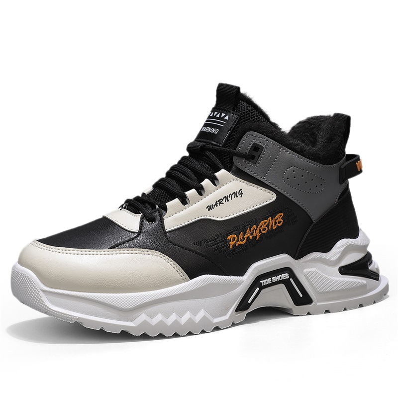 Zapatos de algodón de alta parte, zapatos deportivos de baloncesto de fondo grueso de ocio para hombres en invierno, zapatos de algodón cálidos al aire libre para jóvenes con terciopelo image 7