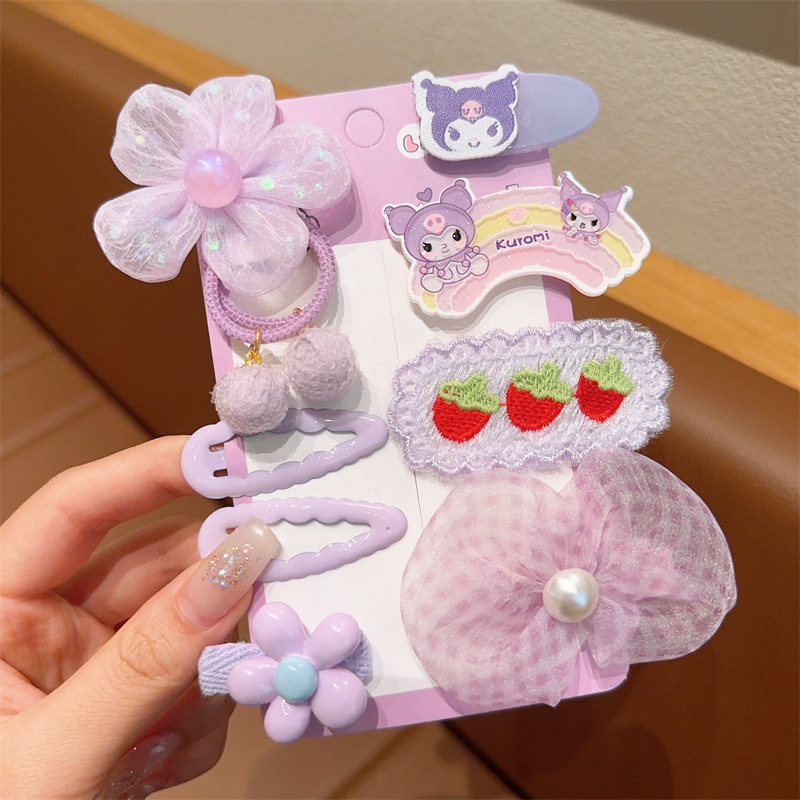 Malla infantil arco flor horquilla linda chica jalea color dibujos animados horquilla flequillos lado pelo roto bb clip