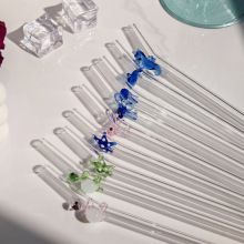 海洋款玻璃吸管抗高温非一次性果汁饮料防粘口红高颜值透明吸管