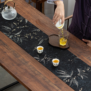 Bamboo Rhyme Tea Mat New Chinese Zen Waterproof Cotton and Linen Table Flag Tea Pad Tea Mat Tablecloth Japanese Tea Ceremony Wholesale