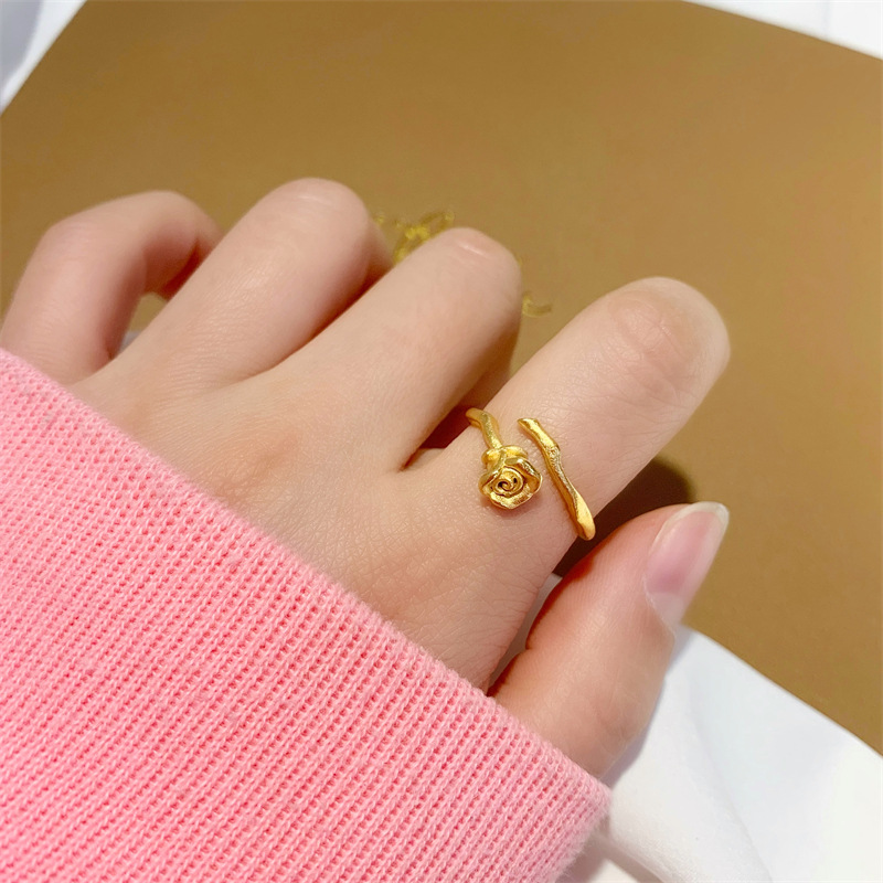 Lady Simple Style Rose Copper Open Rings display picture 1