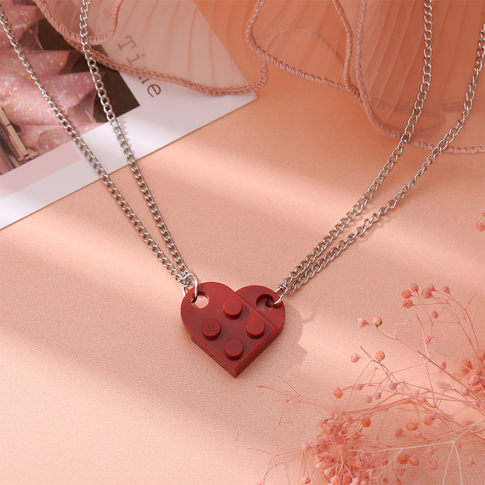 Simple Heart-Shape Double Bead Chain Necklace