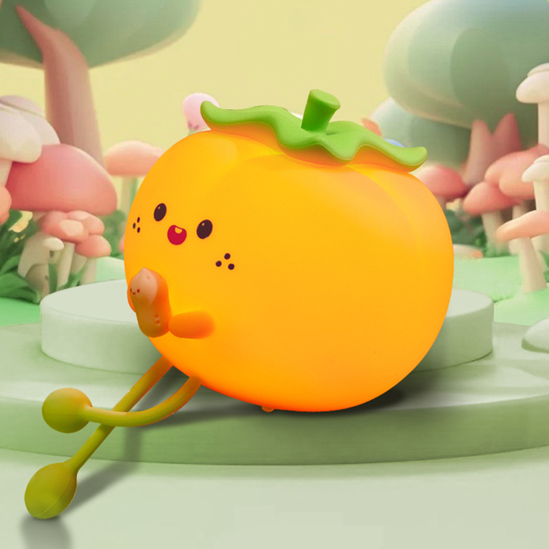 Good fortune peaches seven-color silicone lamp study bedroom bedside small night light high-quality appearance cartoon eye-protection sleep companion slap slap light