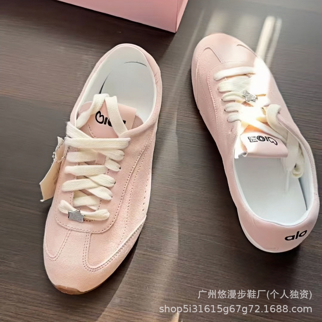 Alo cuero retrógrado zapatos de entrenamiento alemán para mujeres 2026 primavera y otoño nuevos zapatos casuales planos con cordones transpirables zapatos deportivos de pareja