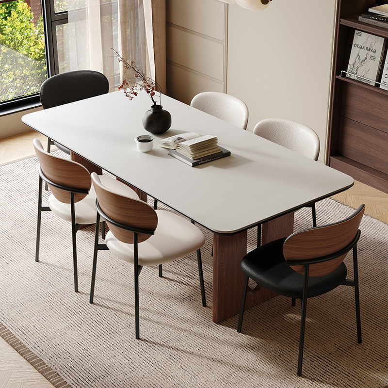 Mesa de comedor y sillas Delifeng de madera maciza, modelo 2025, estilo moderno minimalista de mediados de siglo, para apartamentos pequeños.