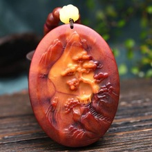 厂家直供龙涎香灰琥珀男女款吊坠项链山水牌观音佛牌龙牌直播爆款