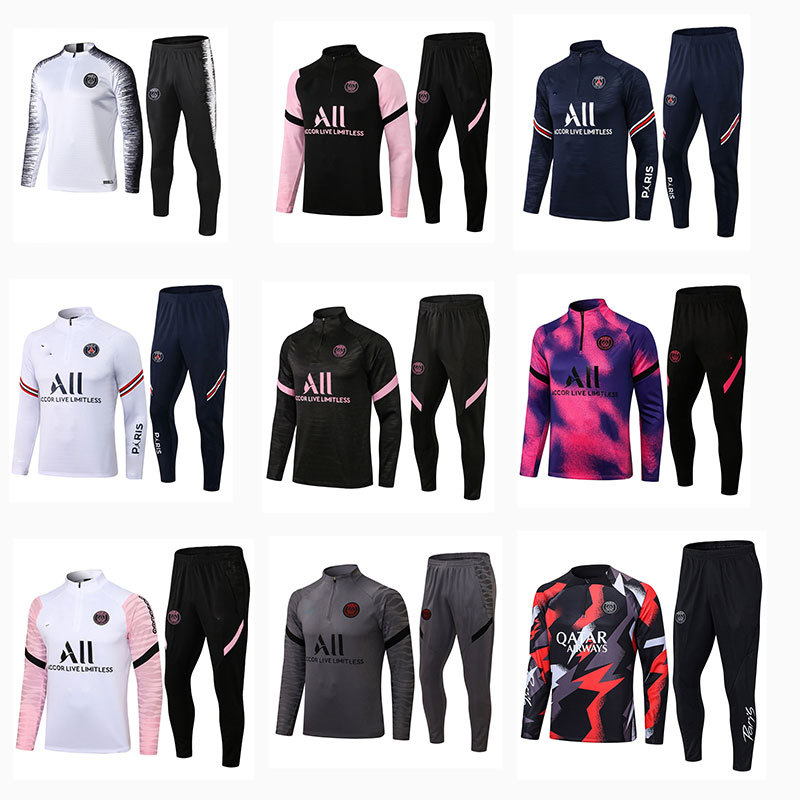 Wholesale Football Uniforms, Training Clothes, Long-Sleeved Suits, Running Casual Two-Piece Suits, Half-Pull Sports and Leisure Fitness Suits
