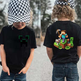 我的世界 Minecraft 双面印花精梳棉T恤大中小儿童短袖速卖通热销