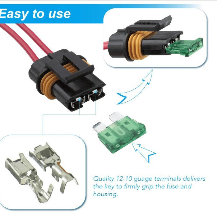 6 個 12AWG 防水ヒューズホルダーライン付き自動車用ヒューズ ATO/ATC|undefined