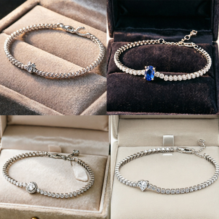 Van Pan's New Minnie Tennis Bracelet Rose Golden Shine Heart-Shaped Diamond Embellished Adjustable Pull Bracelet