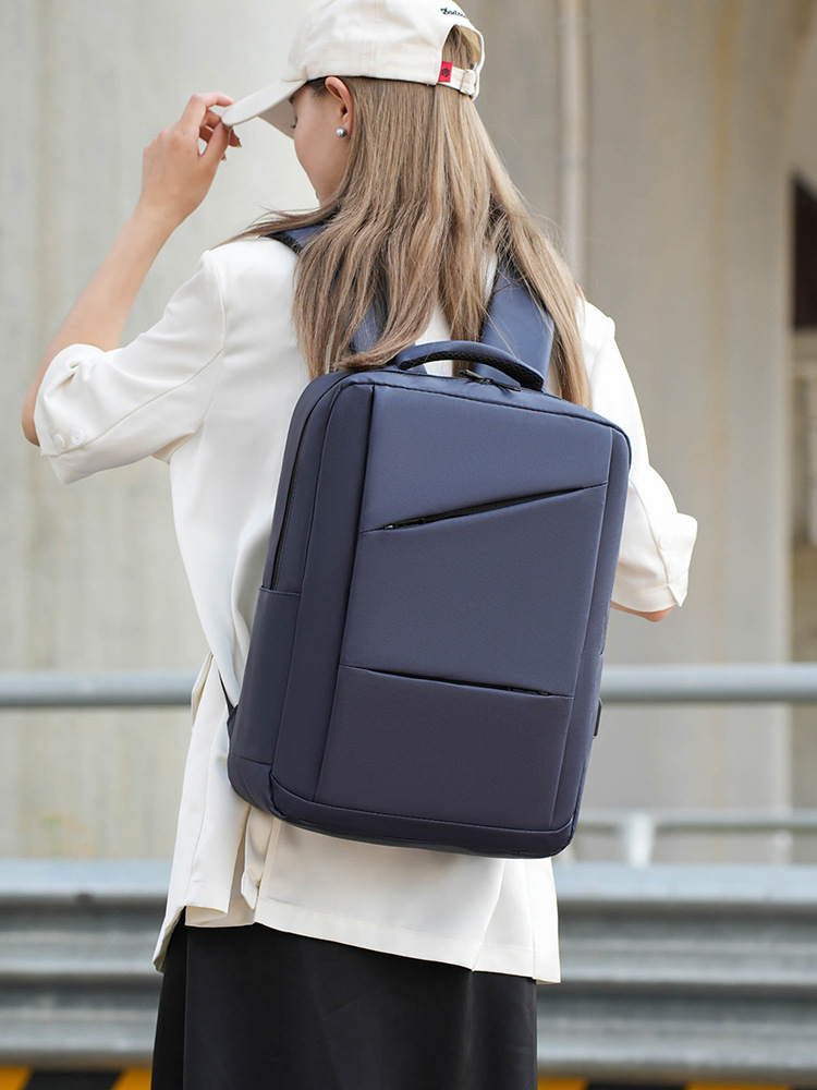 Bolso de computadora de negocios transfronterizo de gran capacidad para hombres, película de aceite, bolso de escuela de color sólido simple de cuero de viaje, mochila imprimible