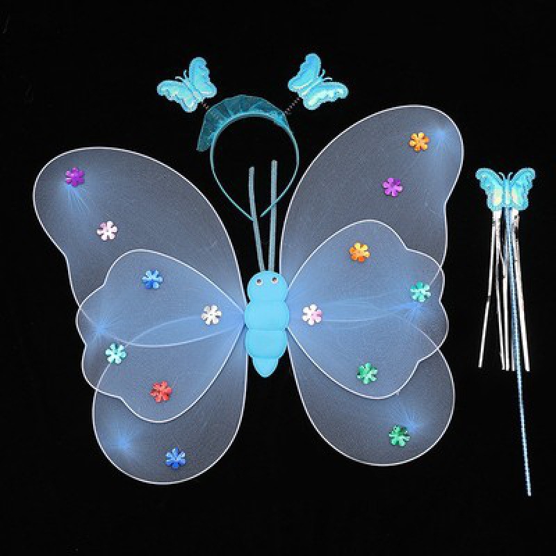 Mariposa luminosa alas de niña espalda juguetes flash niños maravillosos hadas varitas mágicas hadas flores set de tres piezas