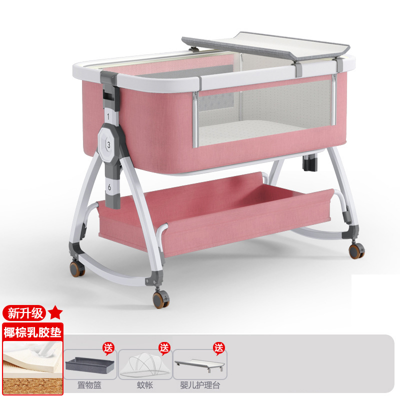 Cuna de bebé recién nacido cama costura Cama grande Baby Shaker BB cama de los niños cuna cama multifuncional móvil plegable image 66
