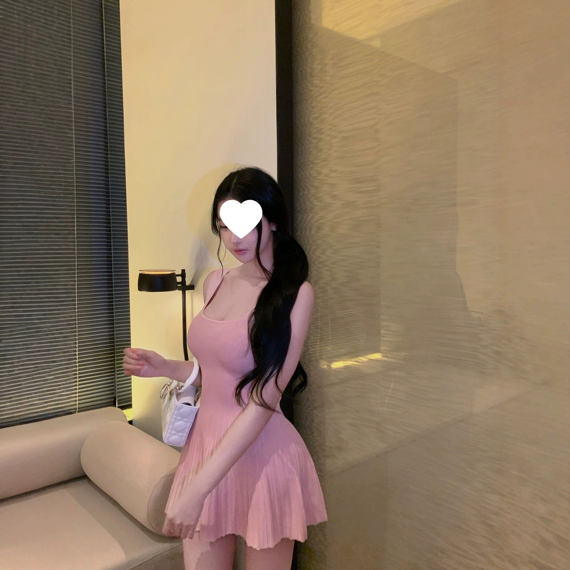 【心动奇遇】梦幻粉色短款背心吊带裙纯欲针织连衣裙女