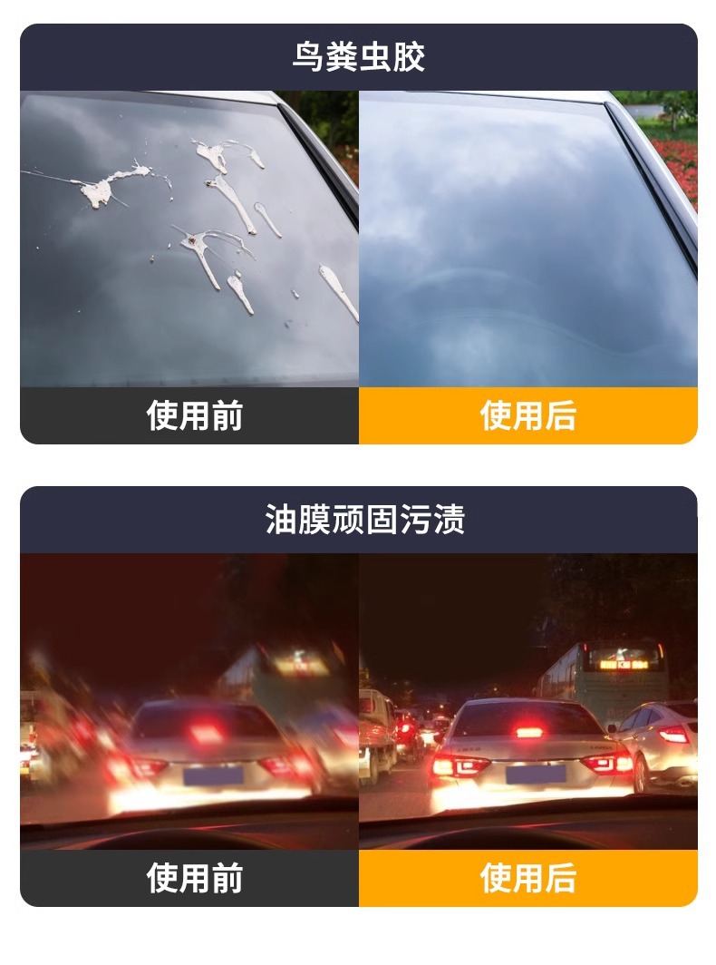Glass cleaner for cars, powerful stain and oil film remover, anti-freeze, suitable for all seasons, concentrated wiper fluid for car wipers