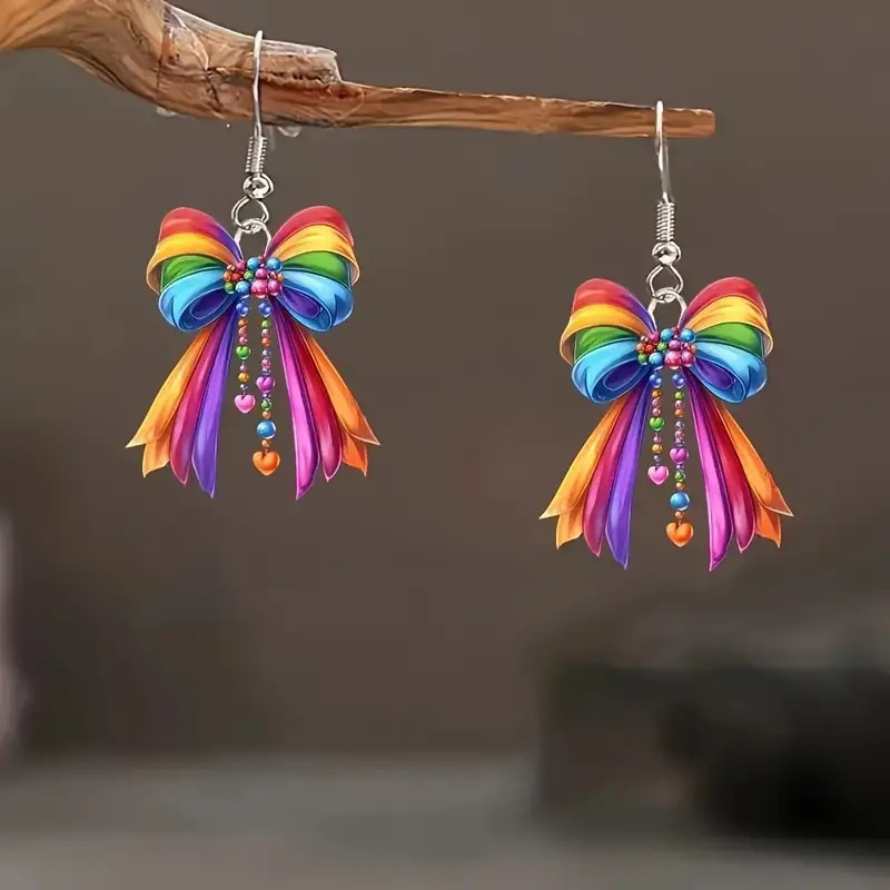 acrylic creative small design earrings with bow