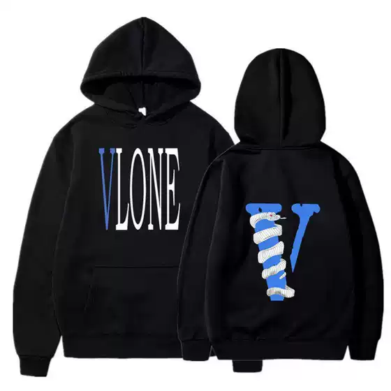 Amazon New Vlone Viper Wrapped Blue Big V Hoodie suit Loose Men's and Women's Sweater Hooded Jacket