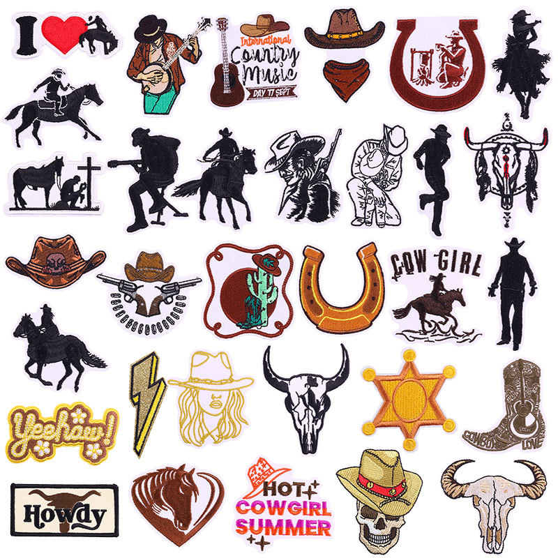 跨境专供刺绣布贴个性徽章热熔胶熨烫徽章布贴牛仔抢手服装补丁