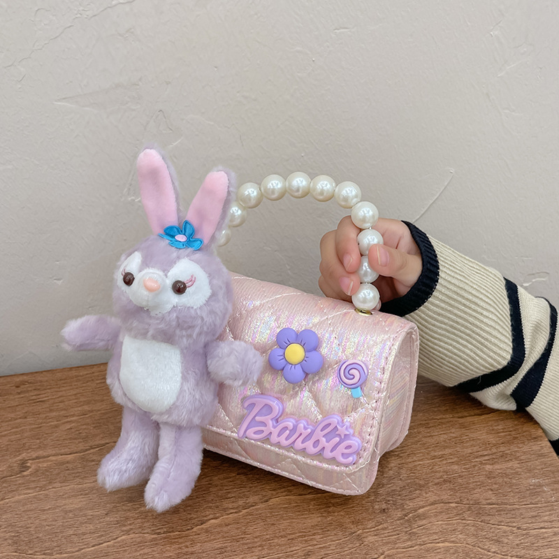2023 nuevo bolso de los niños bolsa de hombro de conejo de dibujos animados estilo Chanel princesa bolsa perla portátil monedero bolsa