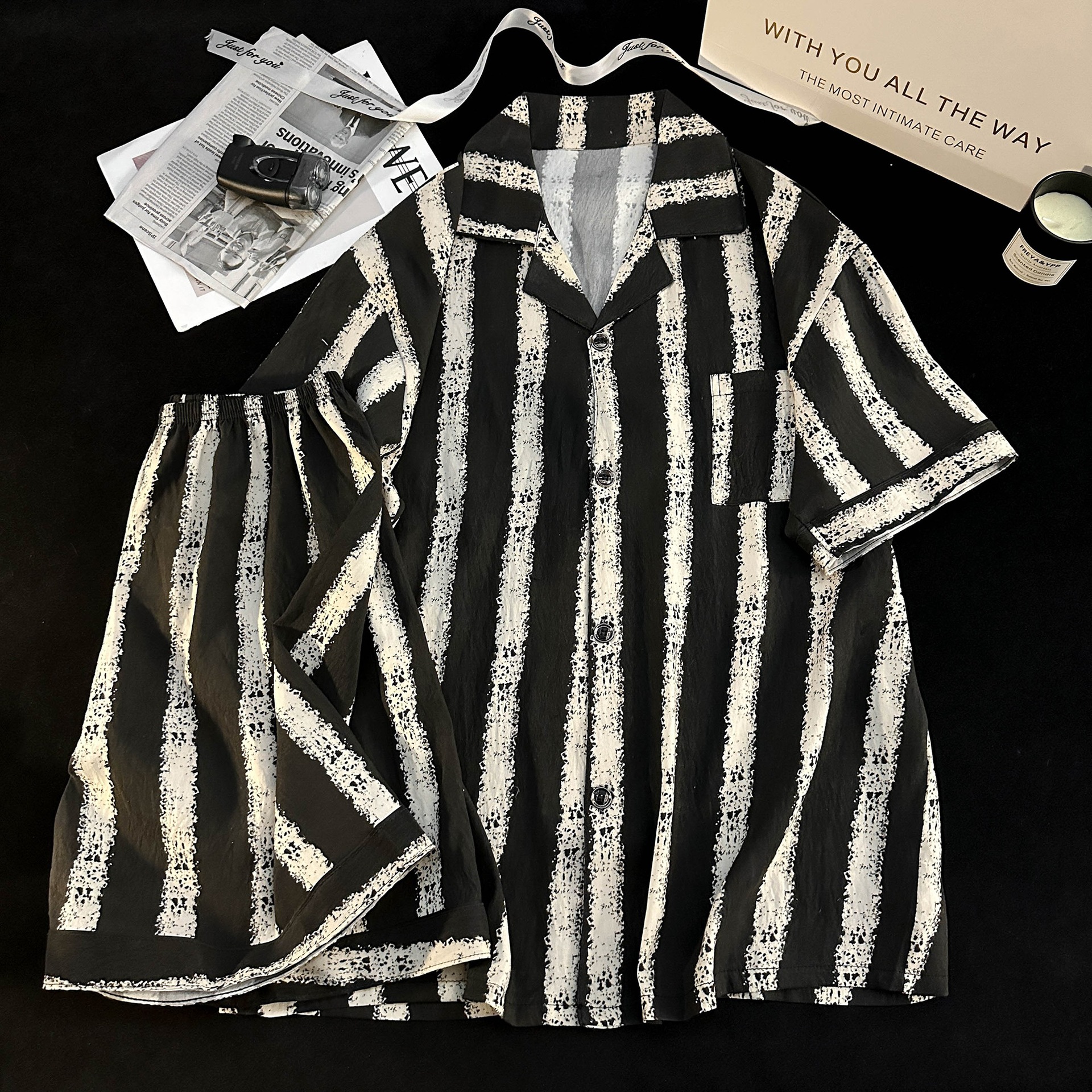 Men's Pajamas Summer New Cloud Cotton Men's Pajamas Short-Sleeved Shorts Simple Fashion Loose Outer Wear Home Clothes