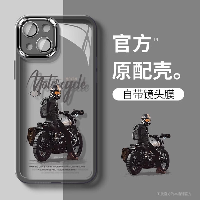 Motorcycle boy for Apple 16promax mobile phone case 15 transparent silicone 14 advanced sense 13 tide brand 12 anti-drop