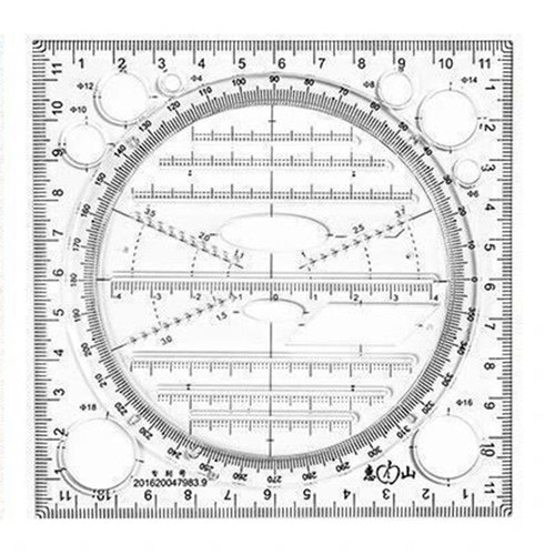 Multifunctional internet celebrity universal ruler rotatable ruler set math circle oval template test triangle parallel ruler