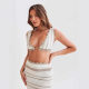 European and American Cross-border Striped Two-piece Women's Clothing Amazon Knitted Sling Chest Wrap Top Skirt Fashion suit Women