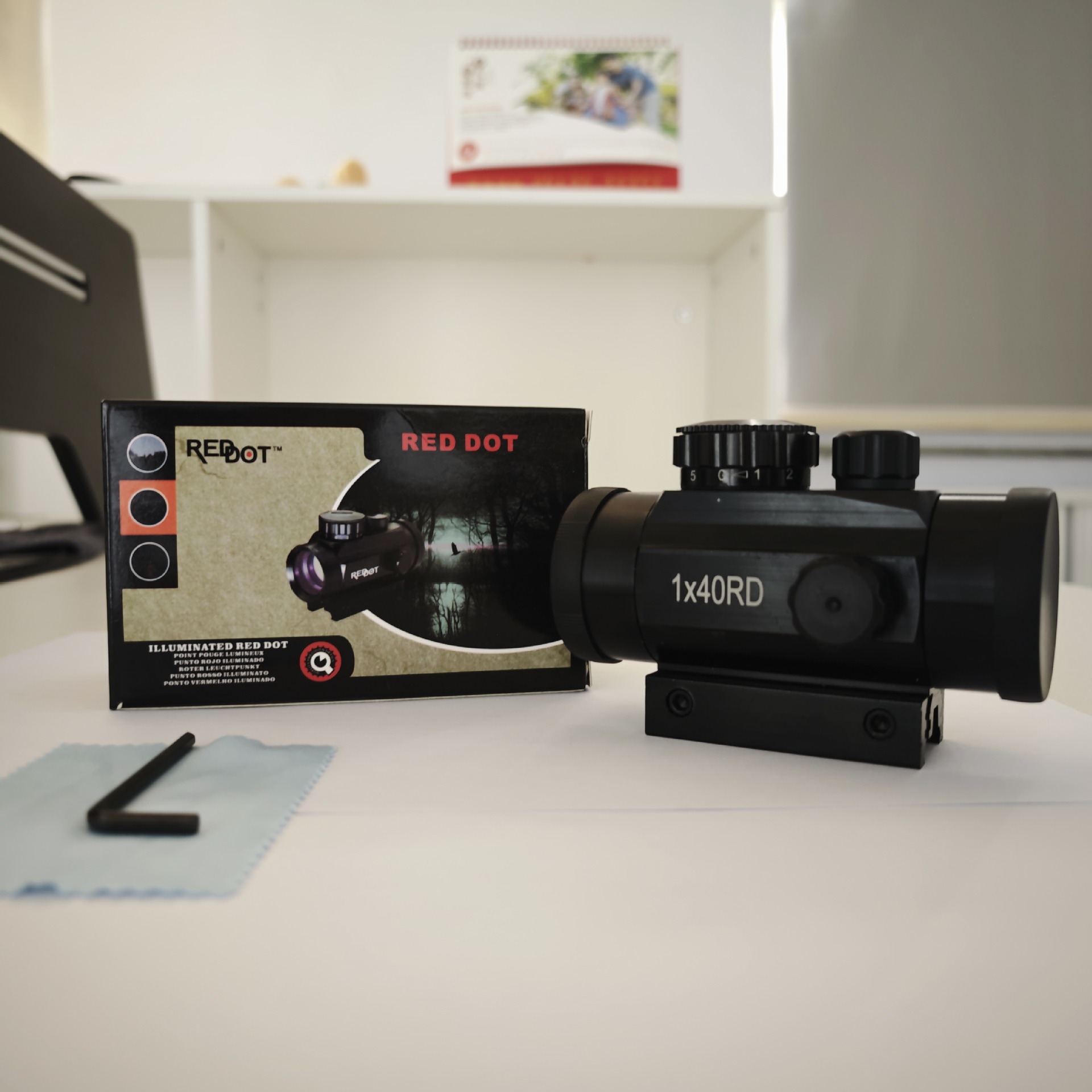 跨境弹弓配件户外瞄准镜可调节1x40金属单筒望远镜观物镜寻物镜