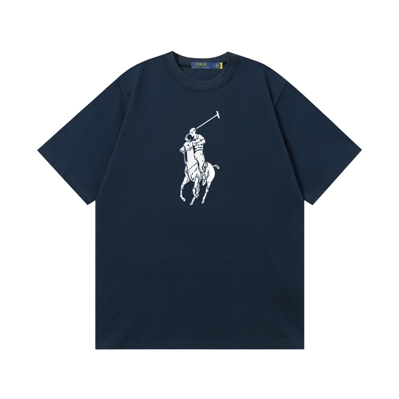 クロスボーダー 25ssRL Laff's 高品質刺繍ロゴ ルーズコットン 半袖 メンズ レディース おしゃれで万能なTシャツ|undefined