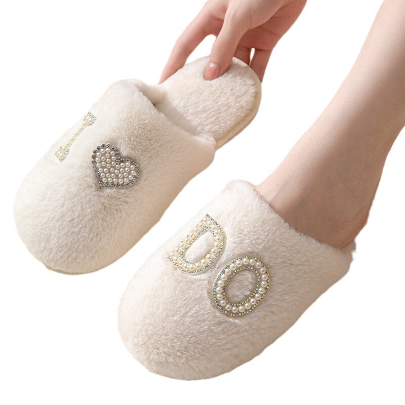 New Toe IDO Plush Slippers bride Bridal Wife Gift Wedding Future Mrs Bachelor Party