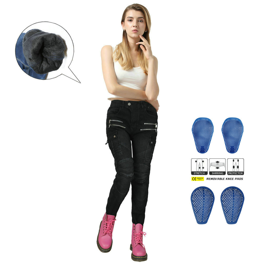 LOONG BIKER invierno mujer Caballero jeans motocicleta carreras de motos anti-caída pantalones silicona equipo de protección