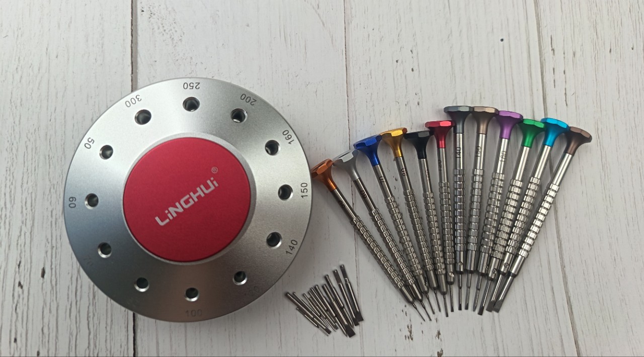 LINGHUI 시계 수리 도구 스크루 드라이버 볼 베어링 시계 스크루 드라이버 배치 노즐 12 모델