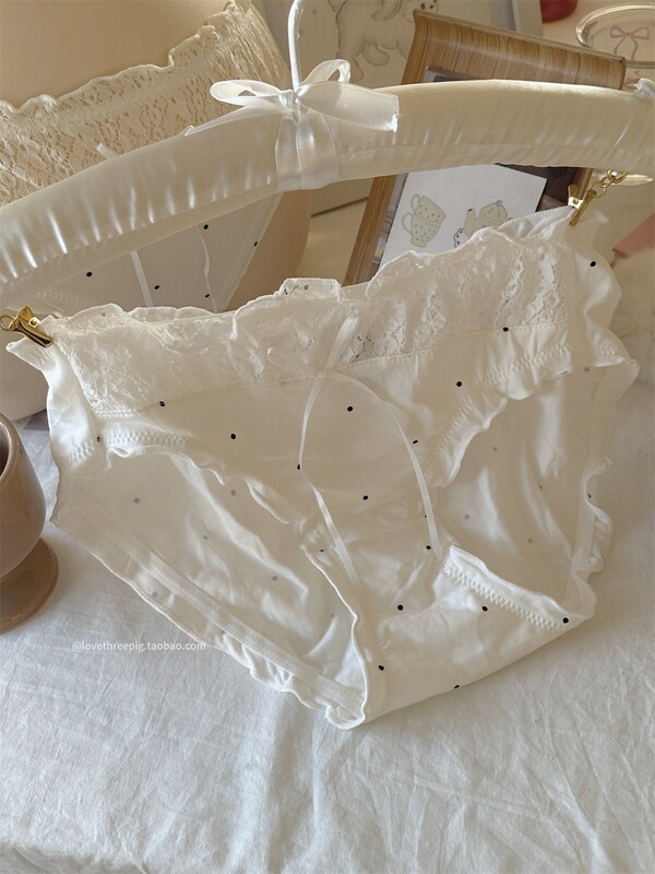 奶油蛋糕 少女感蕾丝蝴蝶结波点少感舒适弹力中腰三角内裤学生|undefined
